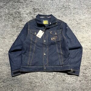 NWT Vintage O'Neill Denim Jacket Womens Large Blue Surf Cyber Embroidered Y2K